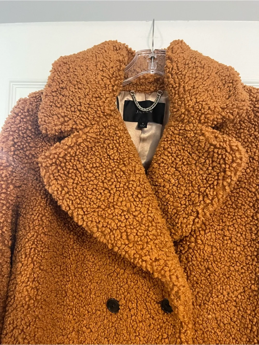 J. Crew Double-Breasted Teddy Coat in Chestnut Brown